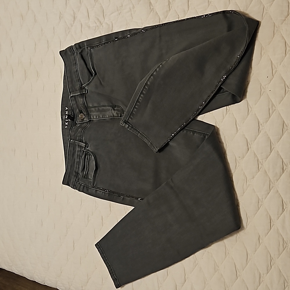 Khaki jeans with rhinestones (none missing), 6,